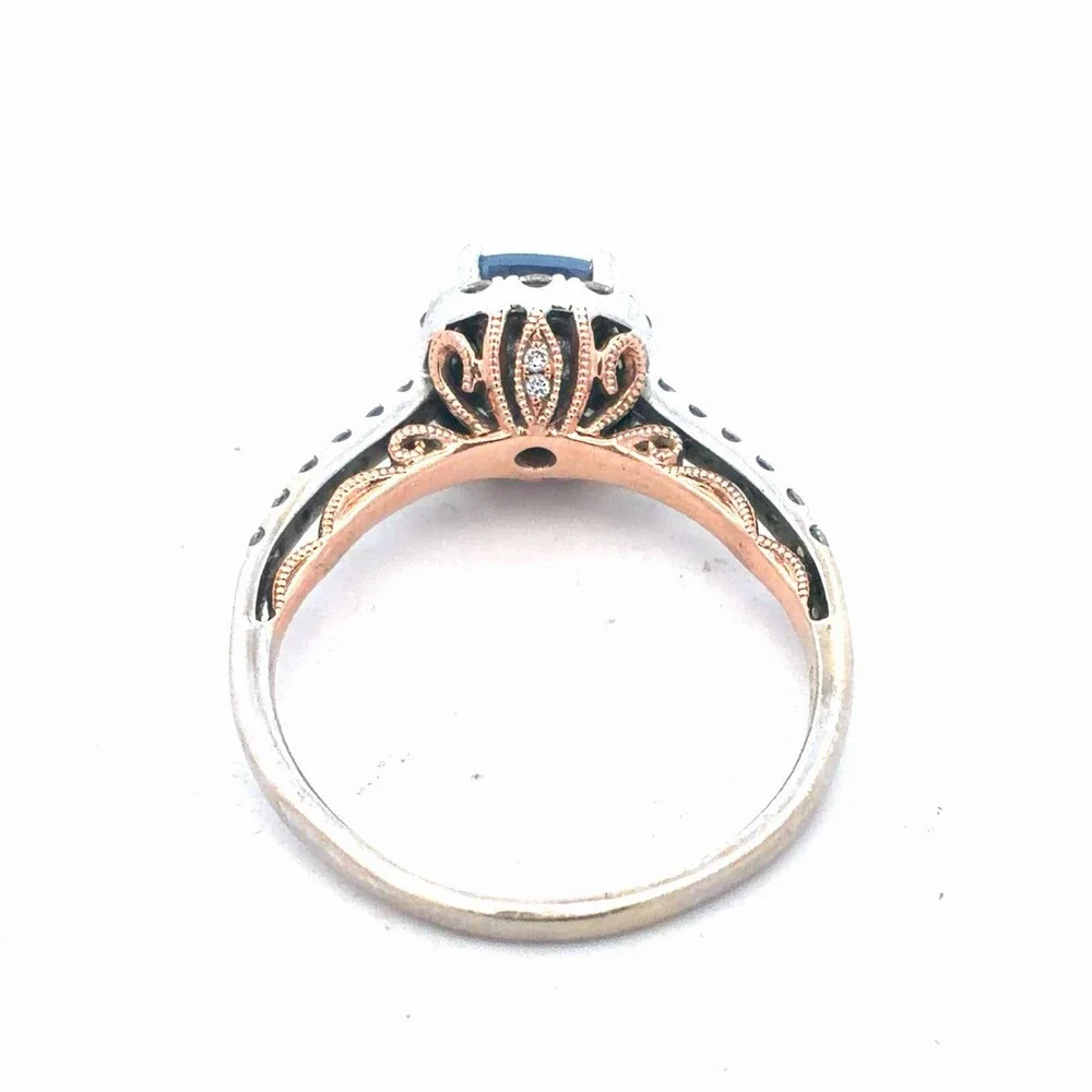 EFFY 14K White & Rose Gold Asscher Cut Tanzanite Diamond Halo Accented Ring